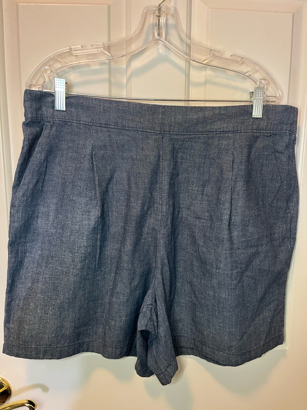 NWT Croft & Barrow Classic Cotton Chambray Women's Pull On Shorts Sz XL